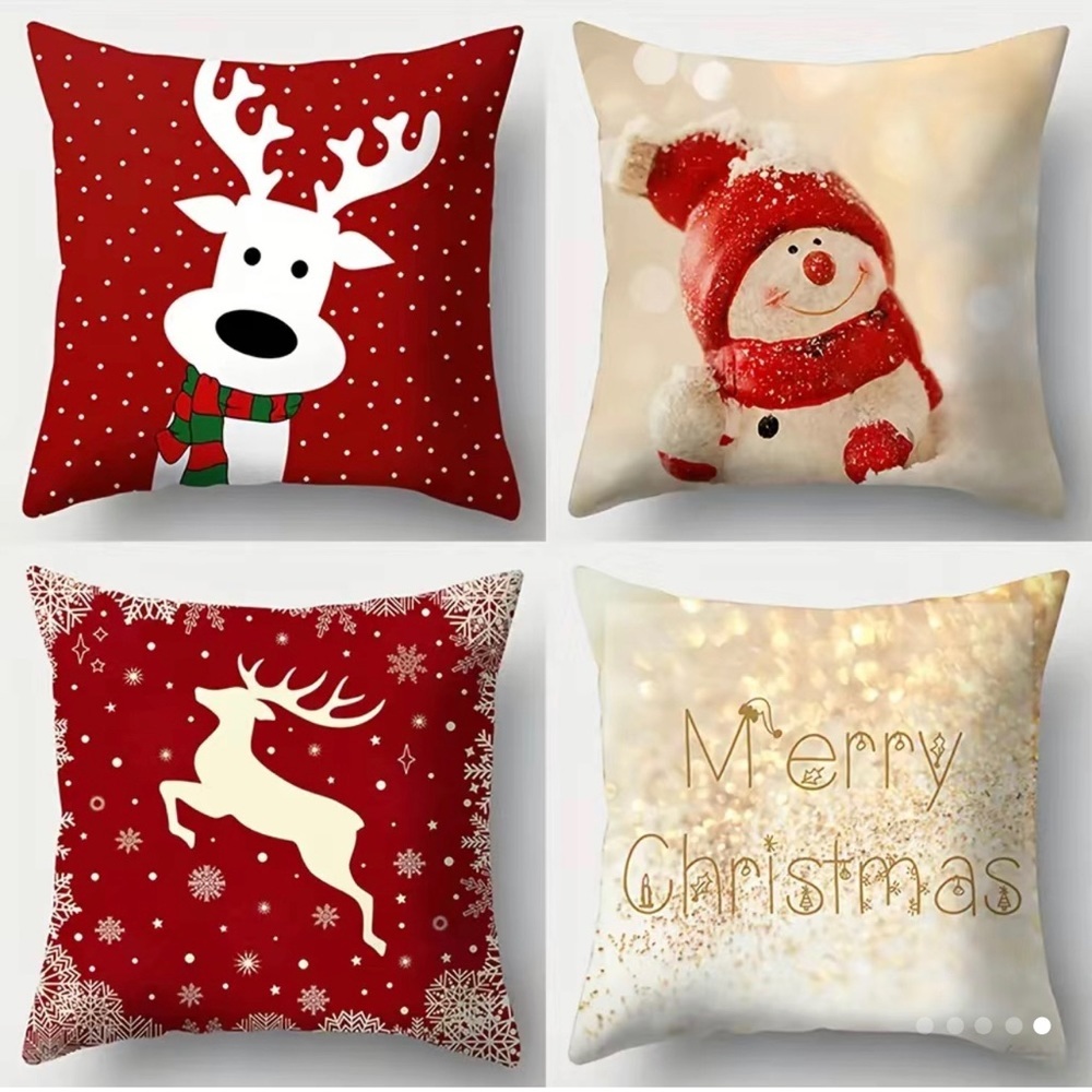 4pcs, Christmas Throw Pillow Covers, Without Pillow Core (45cmX45cm/ 17.7" X17") - Picture 2 of 5